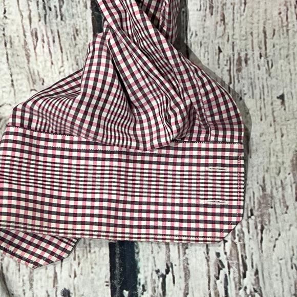 Thomas Pink Button Down Pink Plaid Long Sleeve Dress Suit Shirt Mens - Picture 3 of 5